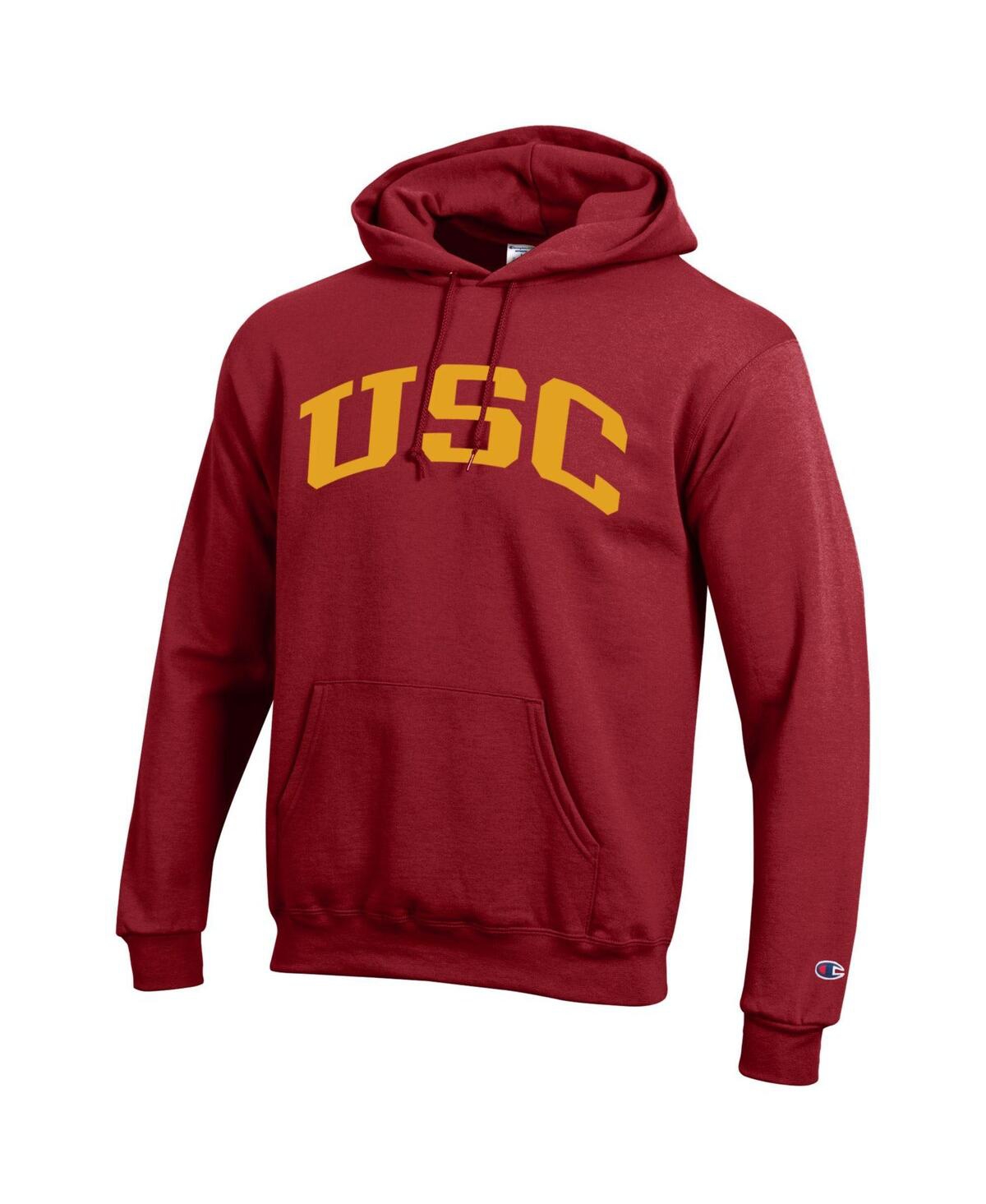 Champion Men's Cardinal Usc Trojans Basic Arch Fleece Pullover Hoodie In Red