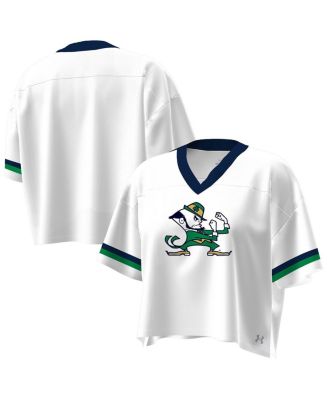 Under Armour - Women's White Notre Dame Fighting Irish Fashion Jersey Boxy Cropped T-Shirt