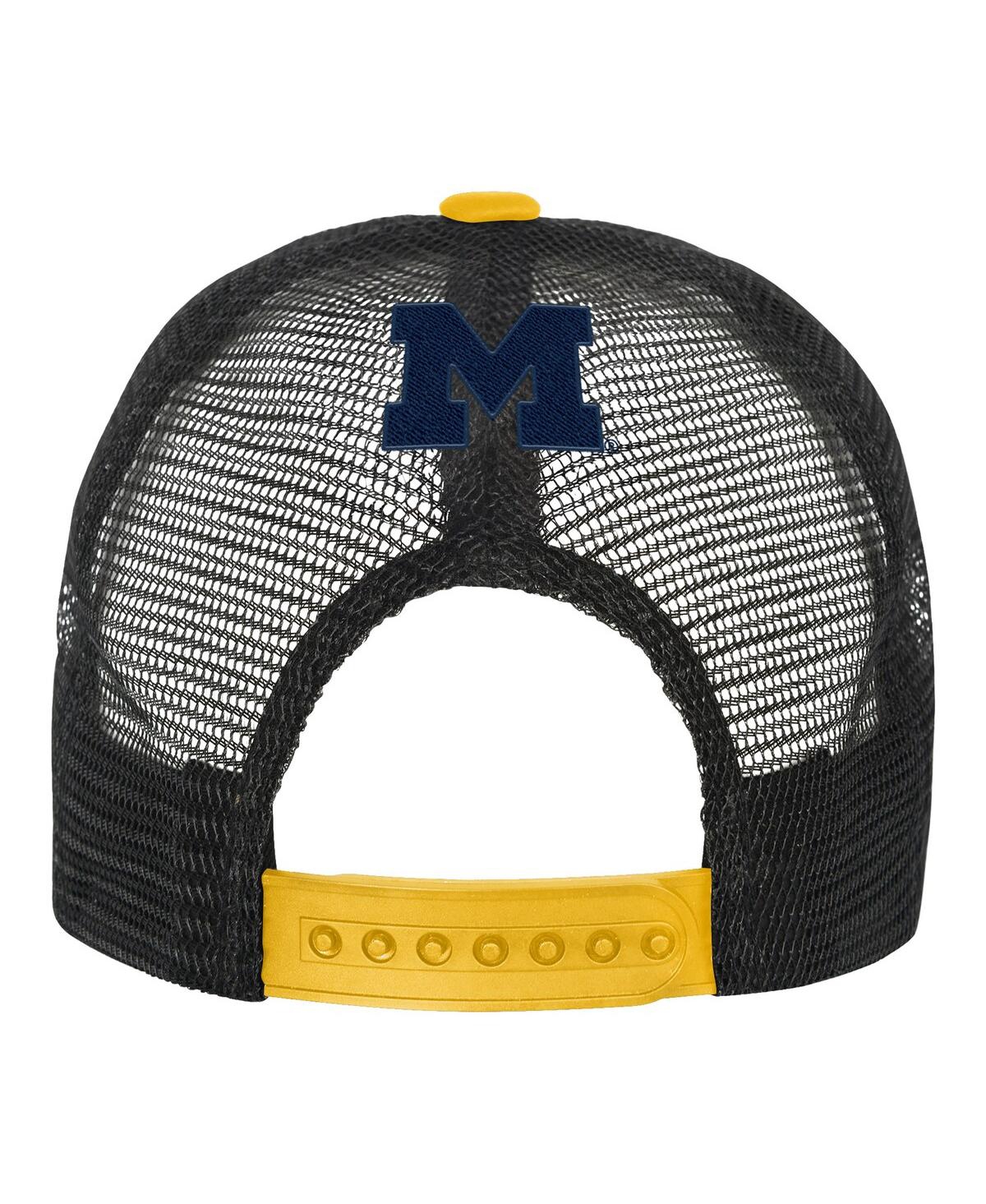 Outerstuff Big Boys And Girls Navy/cream Michigan Wolverines Modern Fan Trucker Adjustable Hat In Yellow