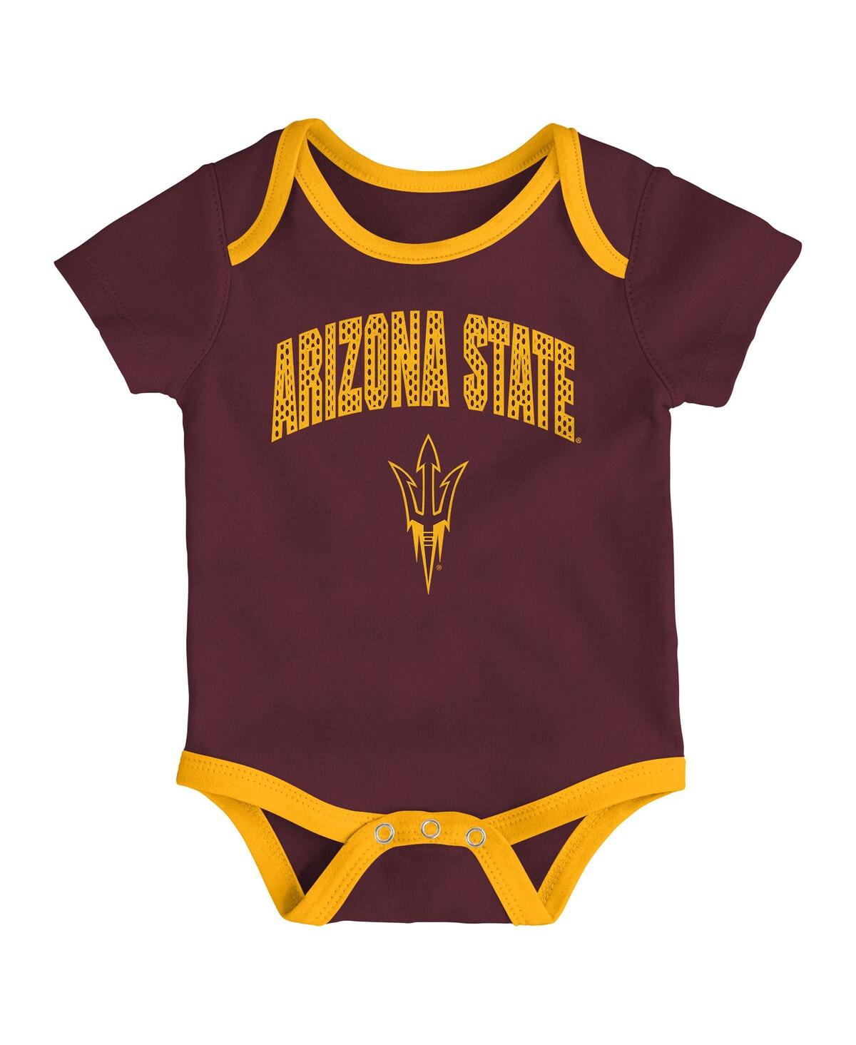 Outerstuff Baby Boys And Girls 3-pack Arizona State Sun Devils All Day Play Bodysuit Set In Multi