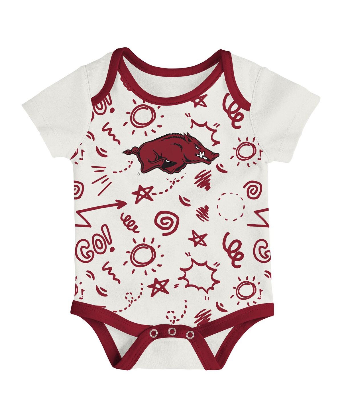 Outerstuff Baby Boys And Girls 3-pack Arkansas Razorbacks All Day Play Bodysuit Set In Multi
