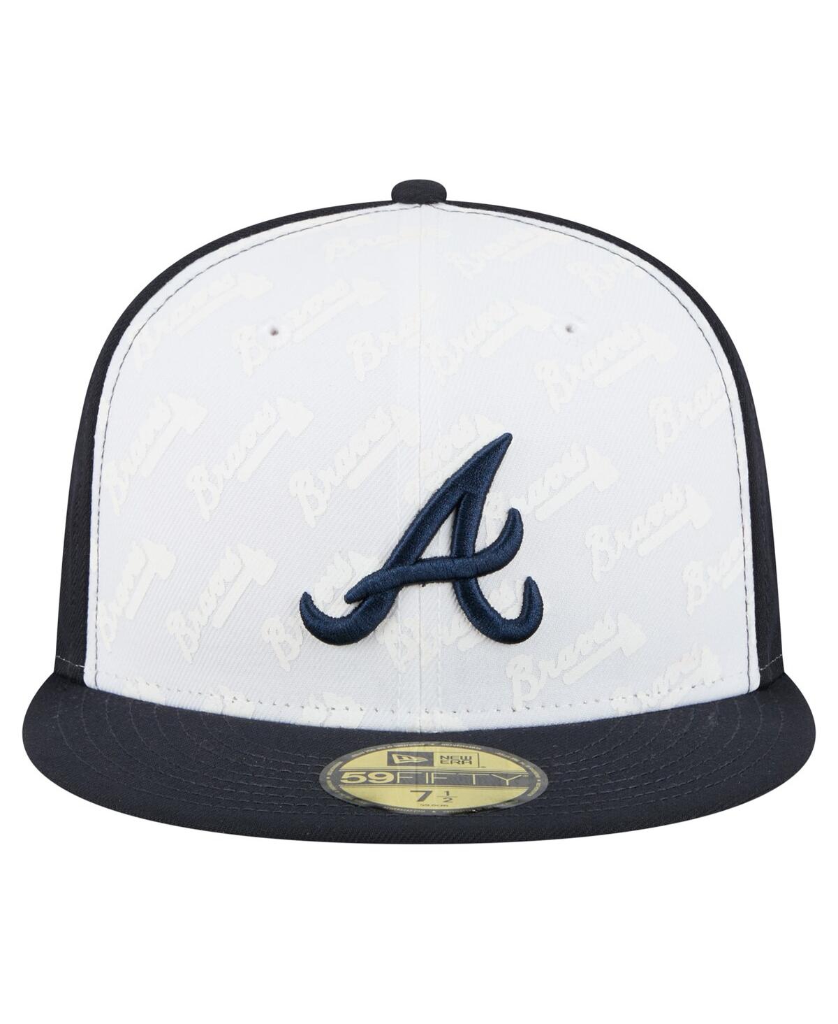 New Era Men's White/navy Atlanta Braves Repeat 59fifty Fitted Hat In Multi