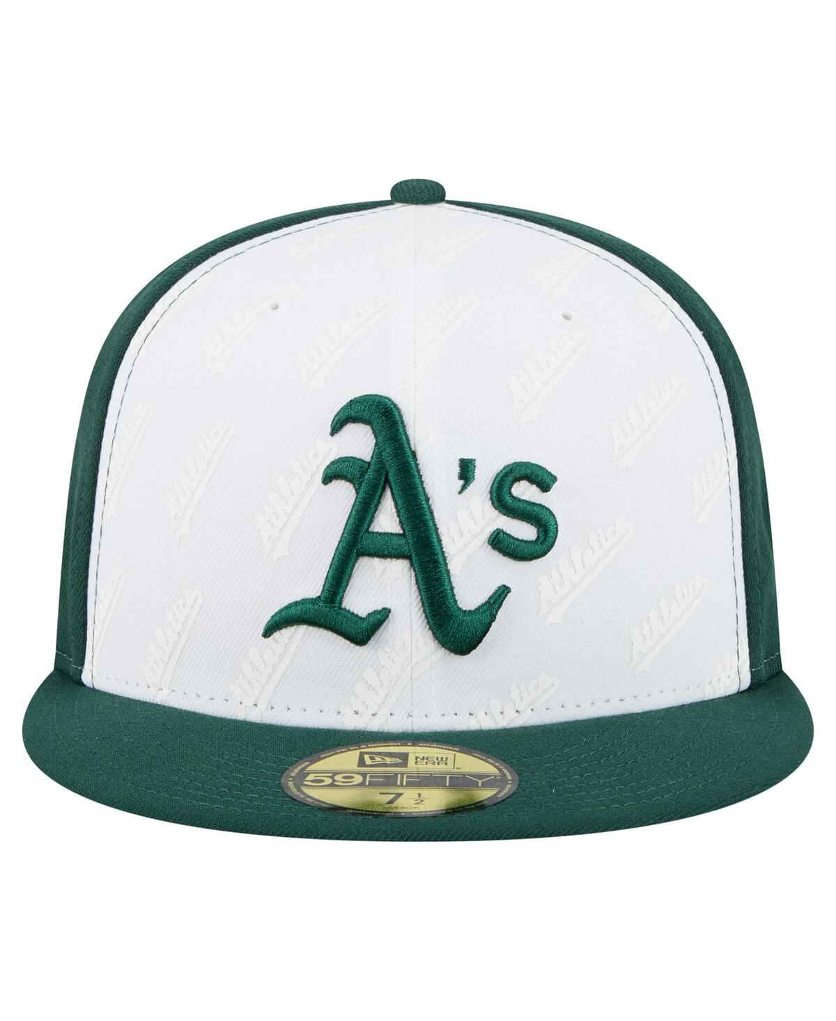 New Era Men's White/green Athletics Repeat 59fifty Fitted Hat In Multi