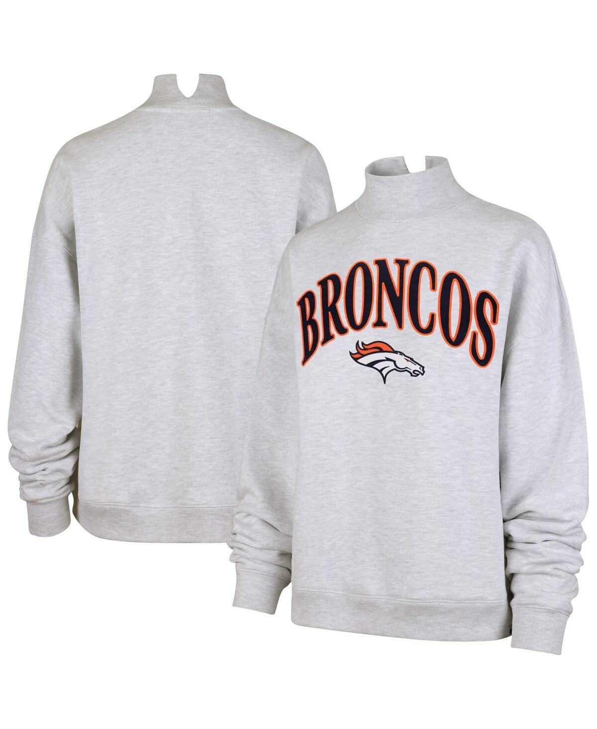 47 Brand Women's Heather Gray Denver Broncos Vantage Mock Neck Pullover Sweatshirt In Gray
