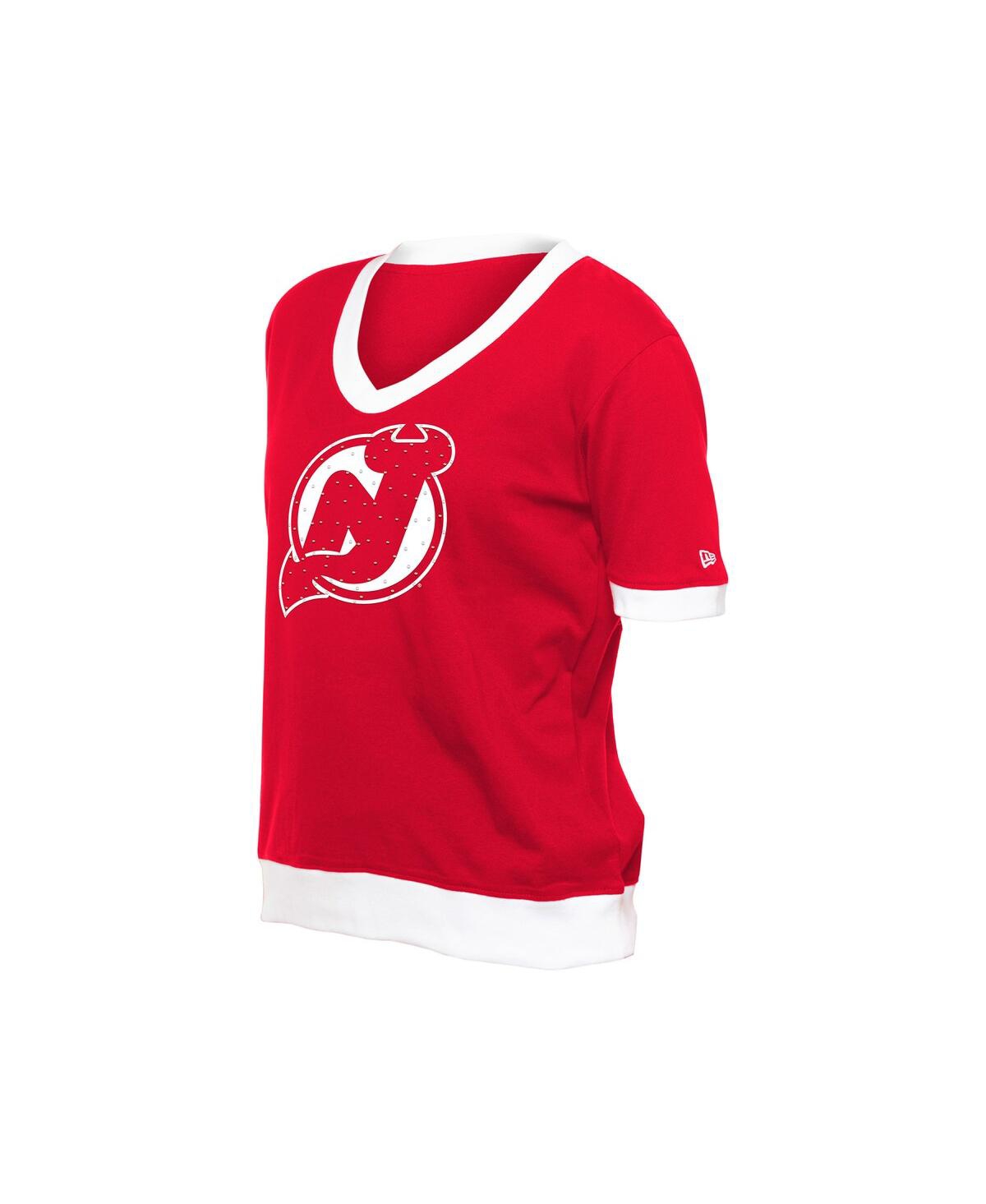 New Era Women's Red New Jersey Devils Game Day Rhinestuds T-shirt In Red