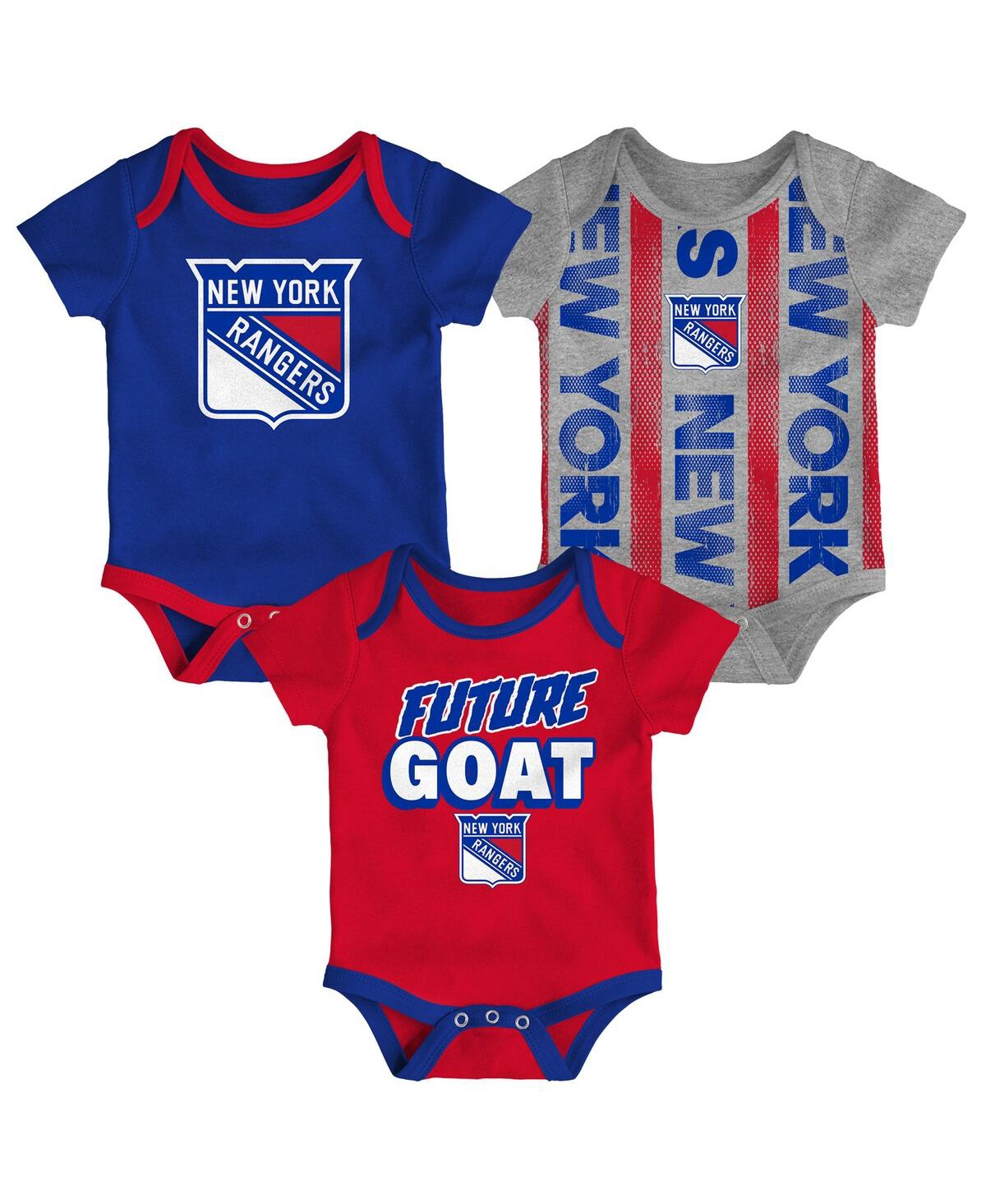 Outerstuff Baby Boys And Girls 3-pack New York Rangers Loyal Buddies Bodysuit Set In Red