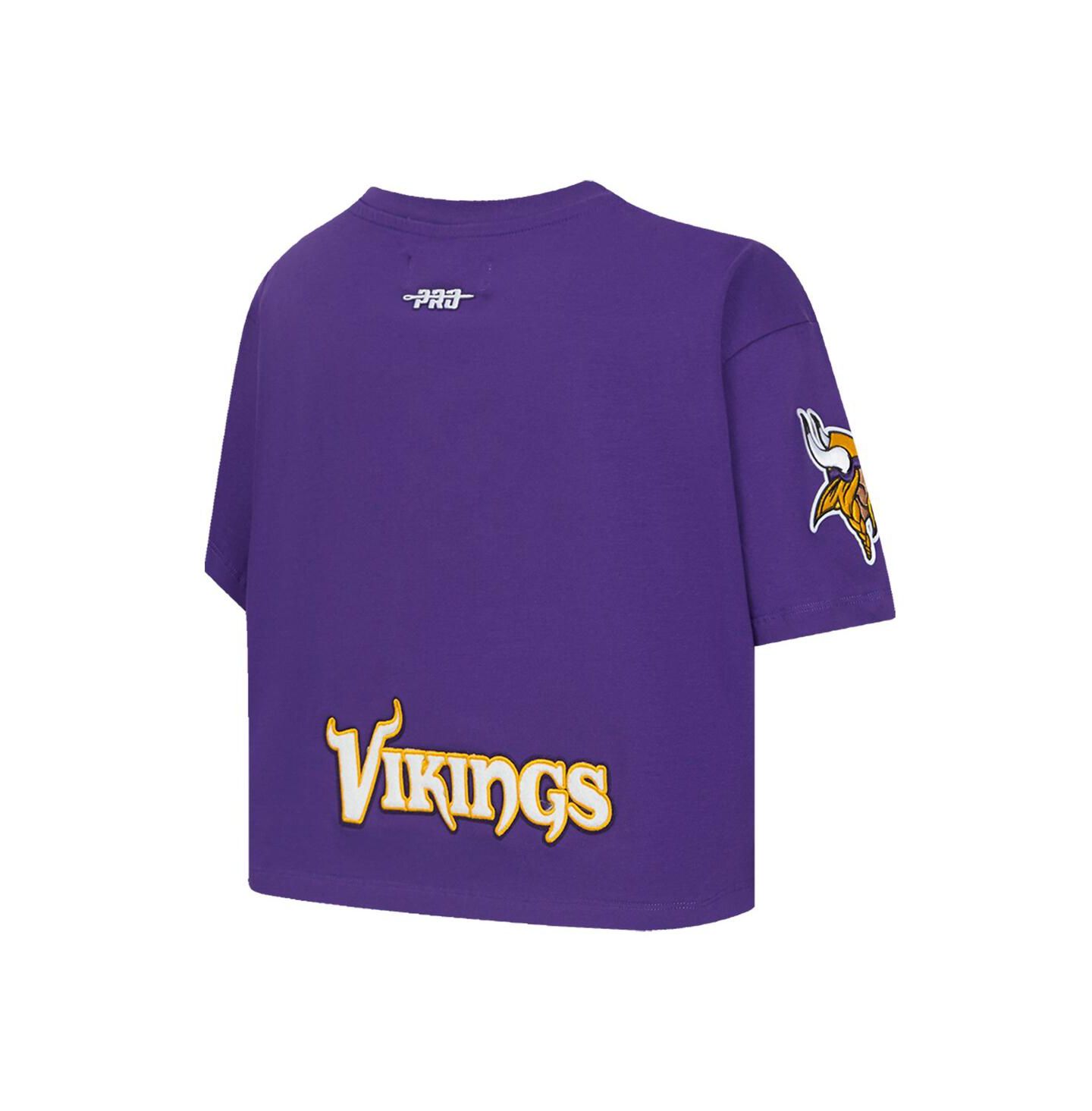 Женская футболка Pro Standard J.J. McCarthy Purple Minnesota Vikings Player Name & Number Cropped Boxy — фото 2