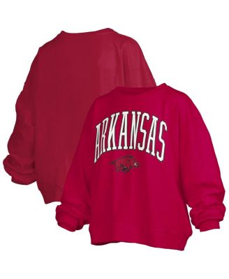 Pressbox - Women's Cardinal Arkansas Razorbacks Janise Arch Over Logo Waist Length Oversized Pullover Sweatshirt