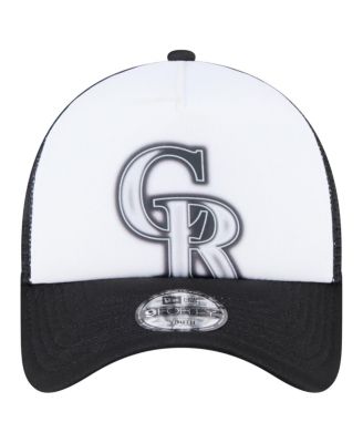 Toddler White/Black Colorado Rockies Painted A-Frame 9FORTY Trucker Adjustable Hat