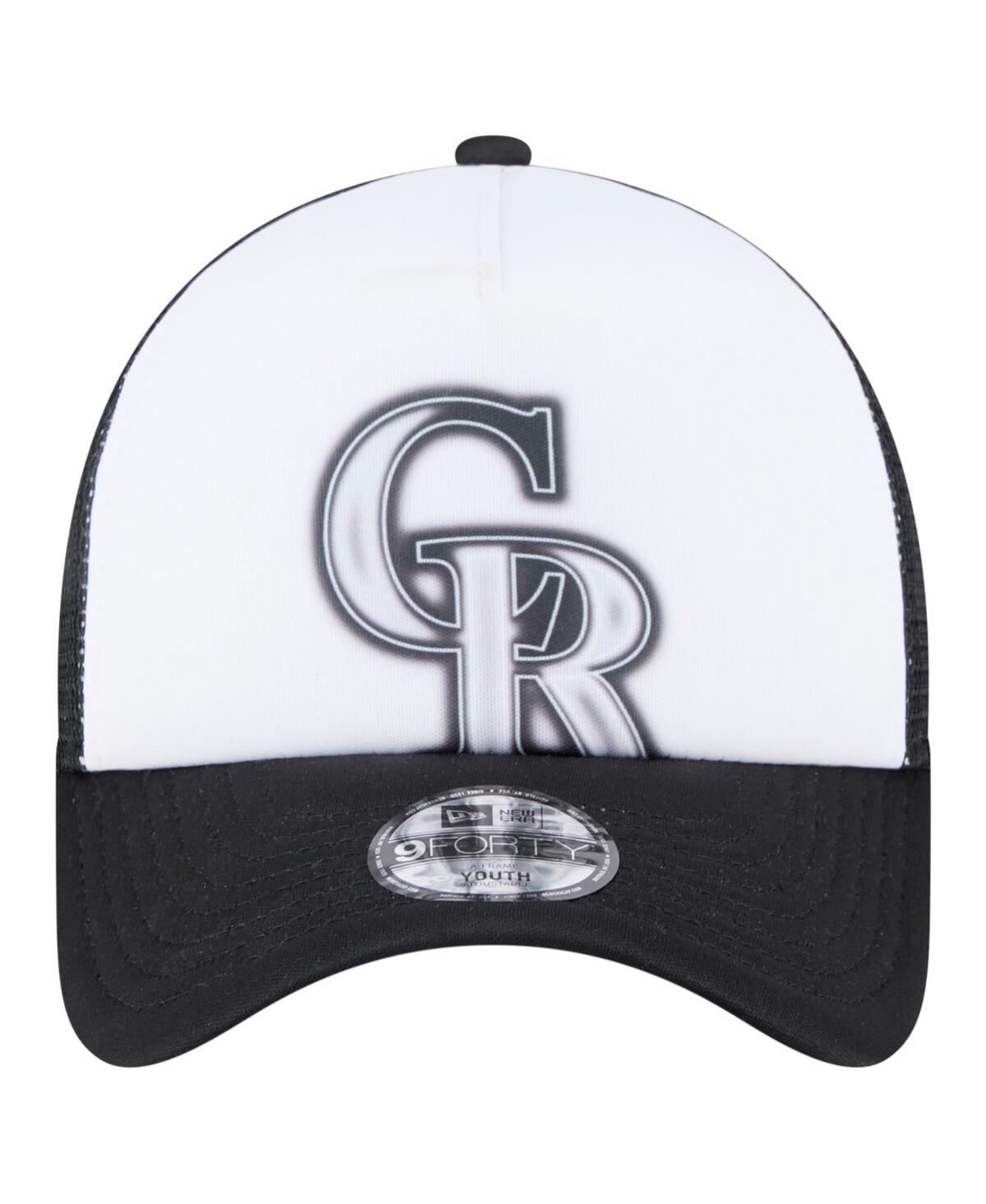 New Era Toddler White/black Colorado Rockies Painted A-frame 9forty Trucker Adjustable Hat In White