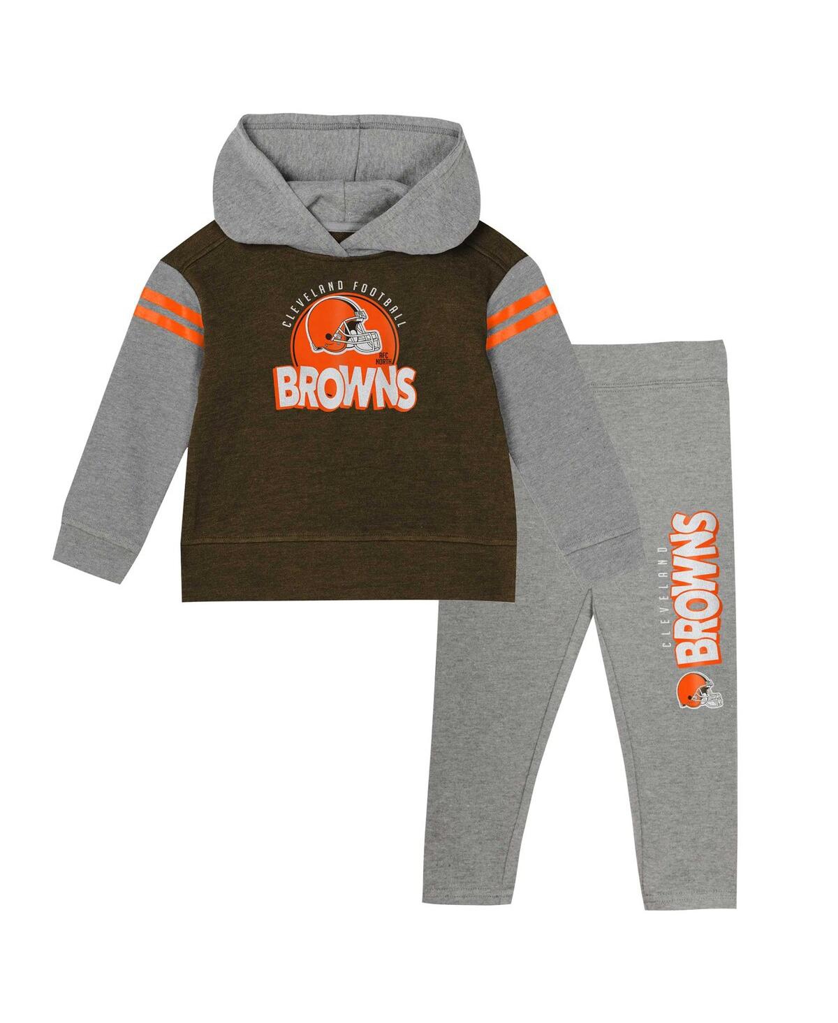 Outerstuff Babies' Toddler 2-piece Cleveland Browns Club House Long Sleeve Hoodie Top And Leggings Set In Gray