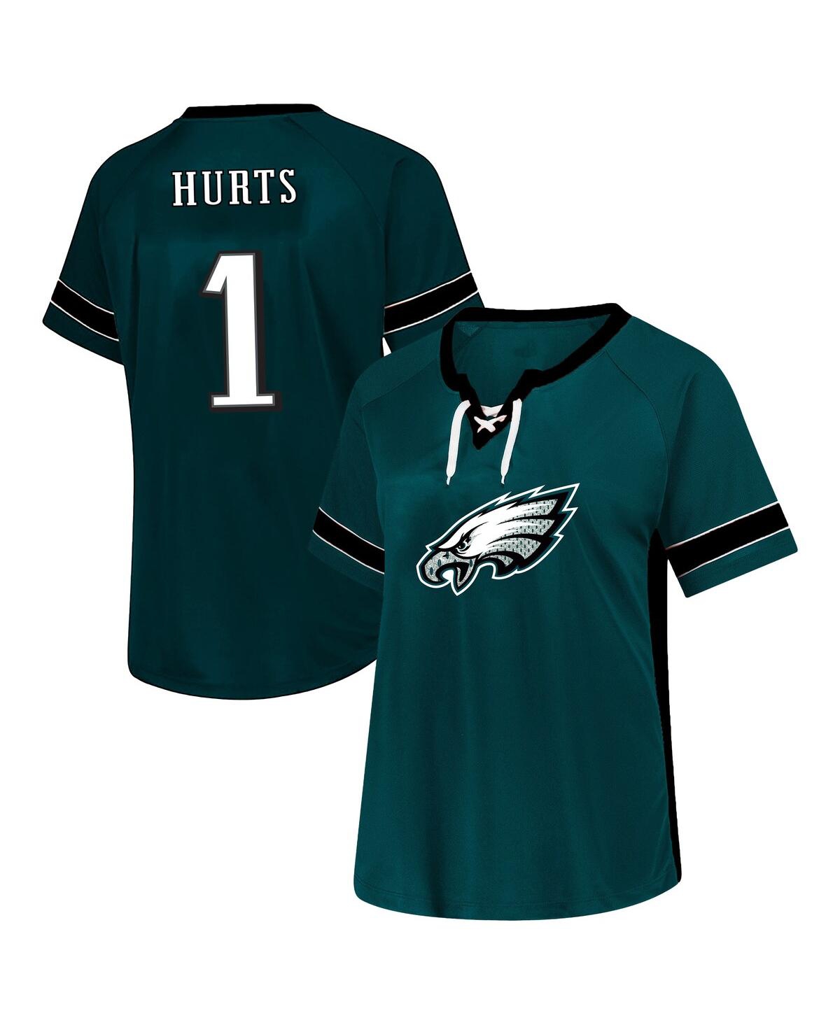 Fanatics Women's Jalen Hurts Green Philadelphia Eagles Plus Size Name Number Lace-up T-shirt In Gray