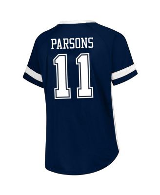 Women's Micah Parsons Navy Dallas Cowboys Plus Size Name Number Lace-Up T-Shirt