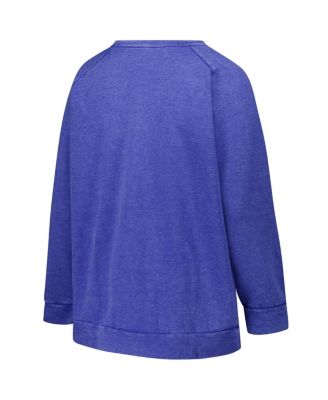 Women's Royal New England Patriots Acid Wash Raglan Pullover Sweatshirt