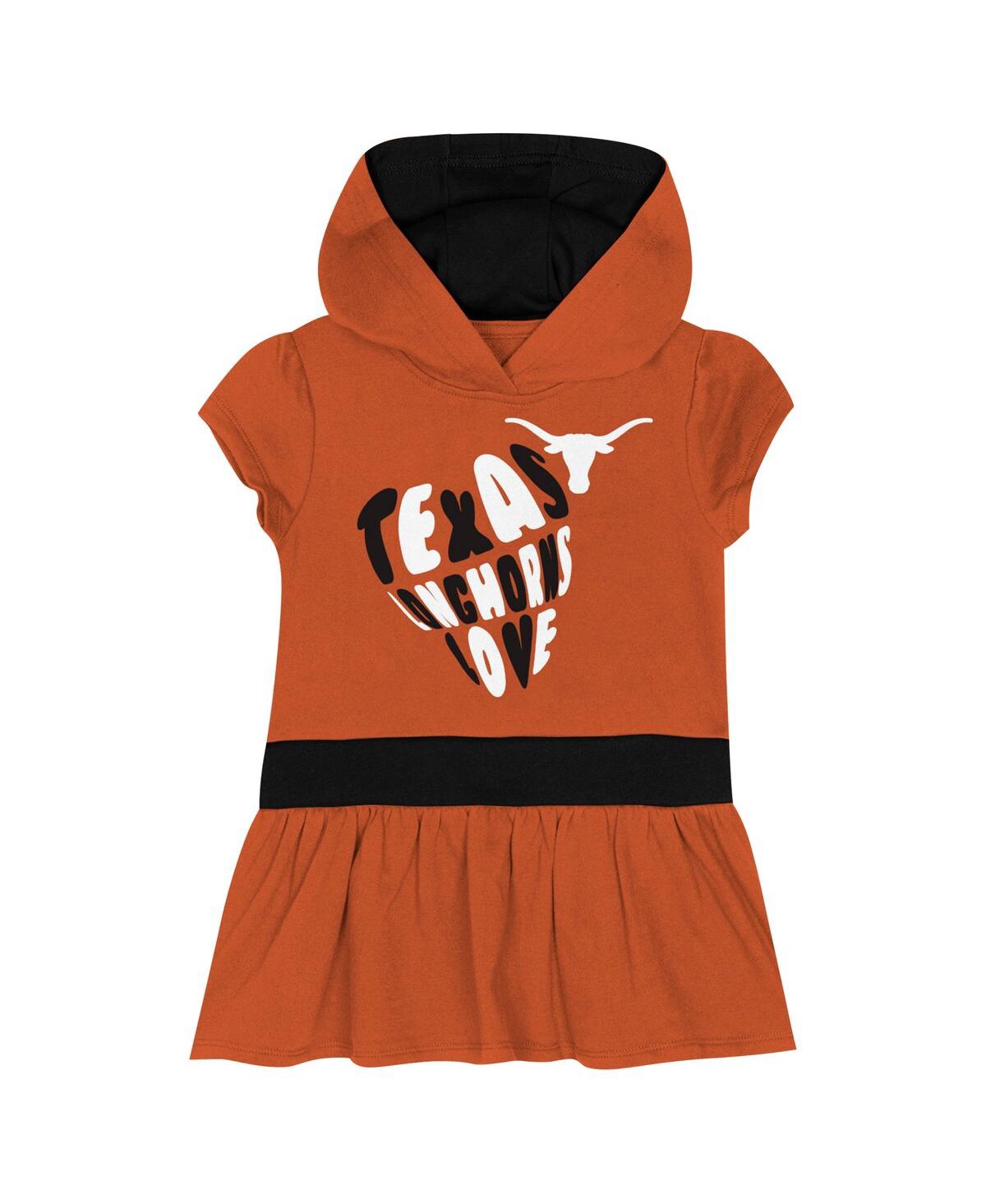 Outerstuff Girls Toddler Texas Orange Texas Longhorns Team Love French Terry Hoodie Dress In Orange