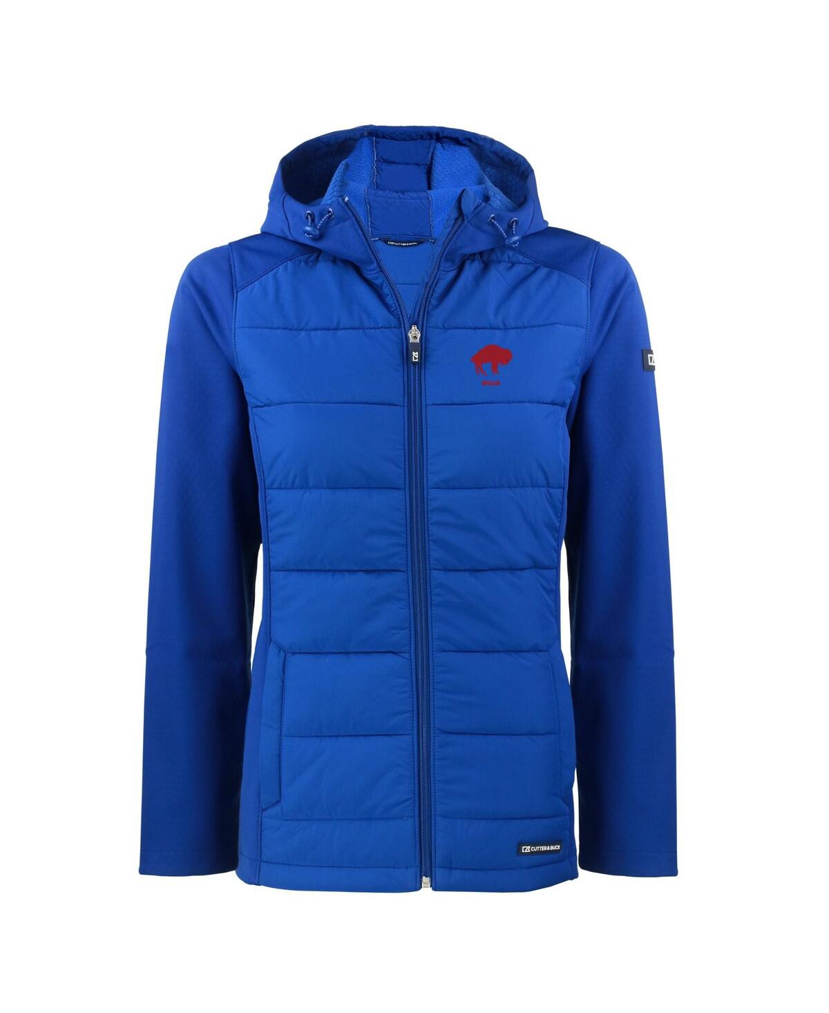 Cutter & Buck Women's Royal Buffalo Bills Throwback Evoke Hybrid Eco Softshell Full-zip Hoodie Jacket In Blue