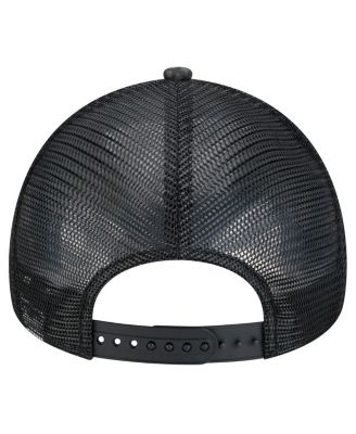 Men's Black Cleveland Browns Throwback Midnight Ink Tonal Text A-Frame Trucker 9FORTY Adjustable Hat