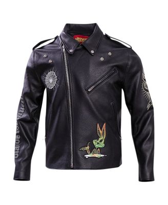 Men's Black Looney Tunes Lola Bunny Biker Full-Zip Jacket