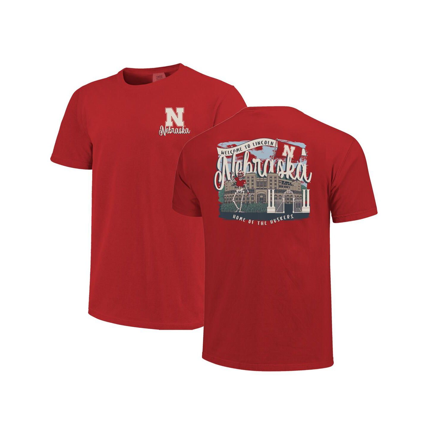 Женская футболка Image One Scarlet Nebraska Huskers Comfort Colors Campus Scene Drawing Script — фото 1