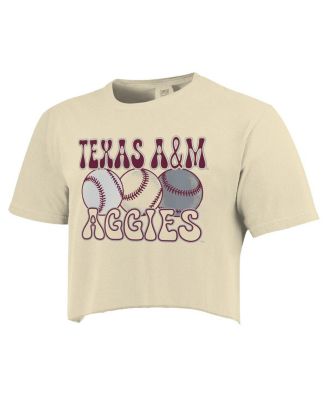 Women's Natural Texas A&M Aggies Comfort Colors Baseball Cropped T-Shirt