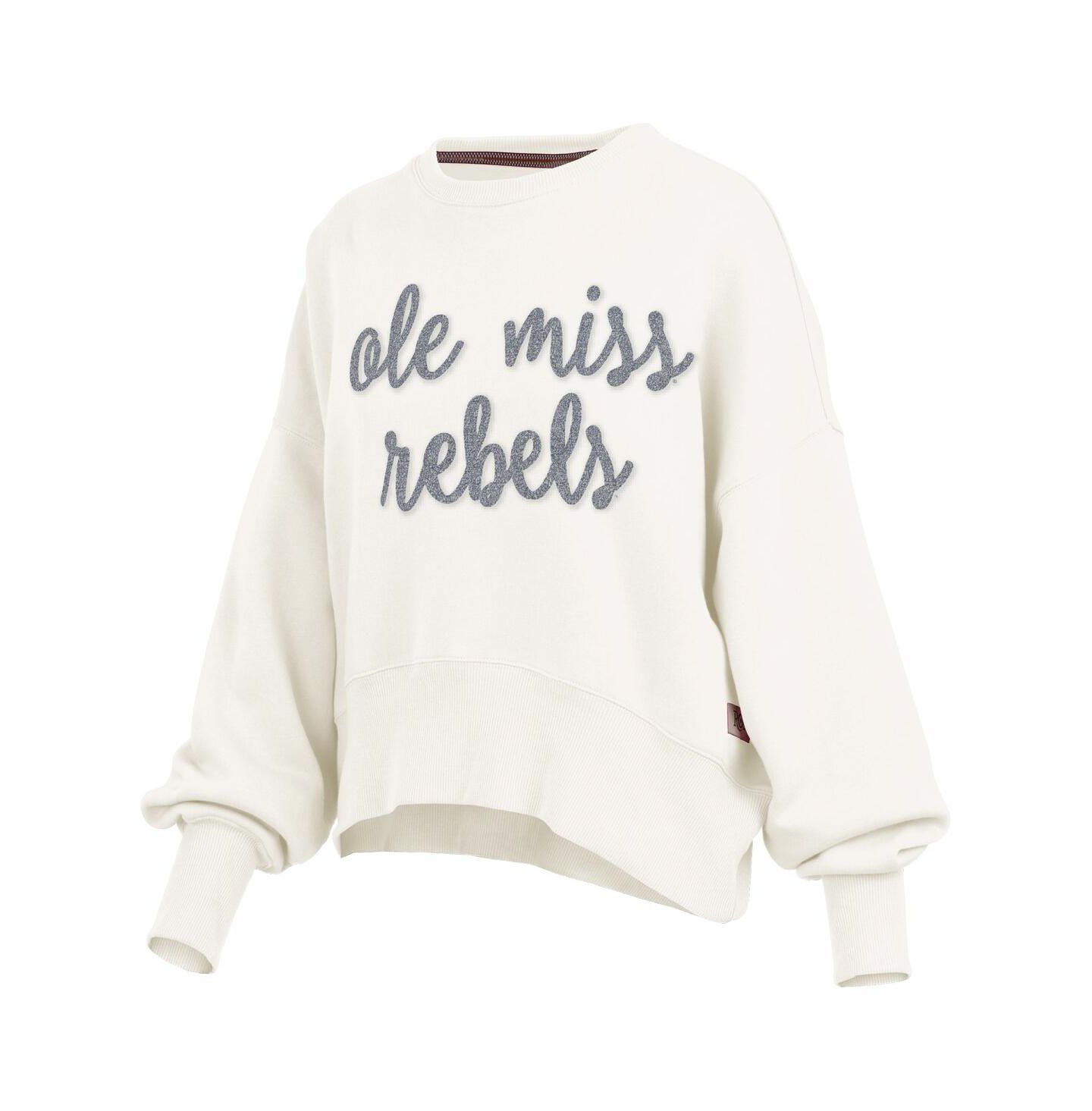 Женская толстовка Pressbox Cream Ole Miss Rebels Chelsea Oversized Pullover — фото 3