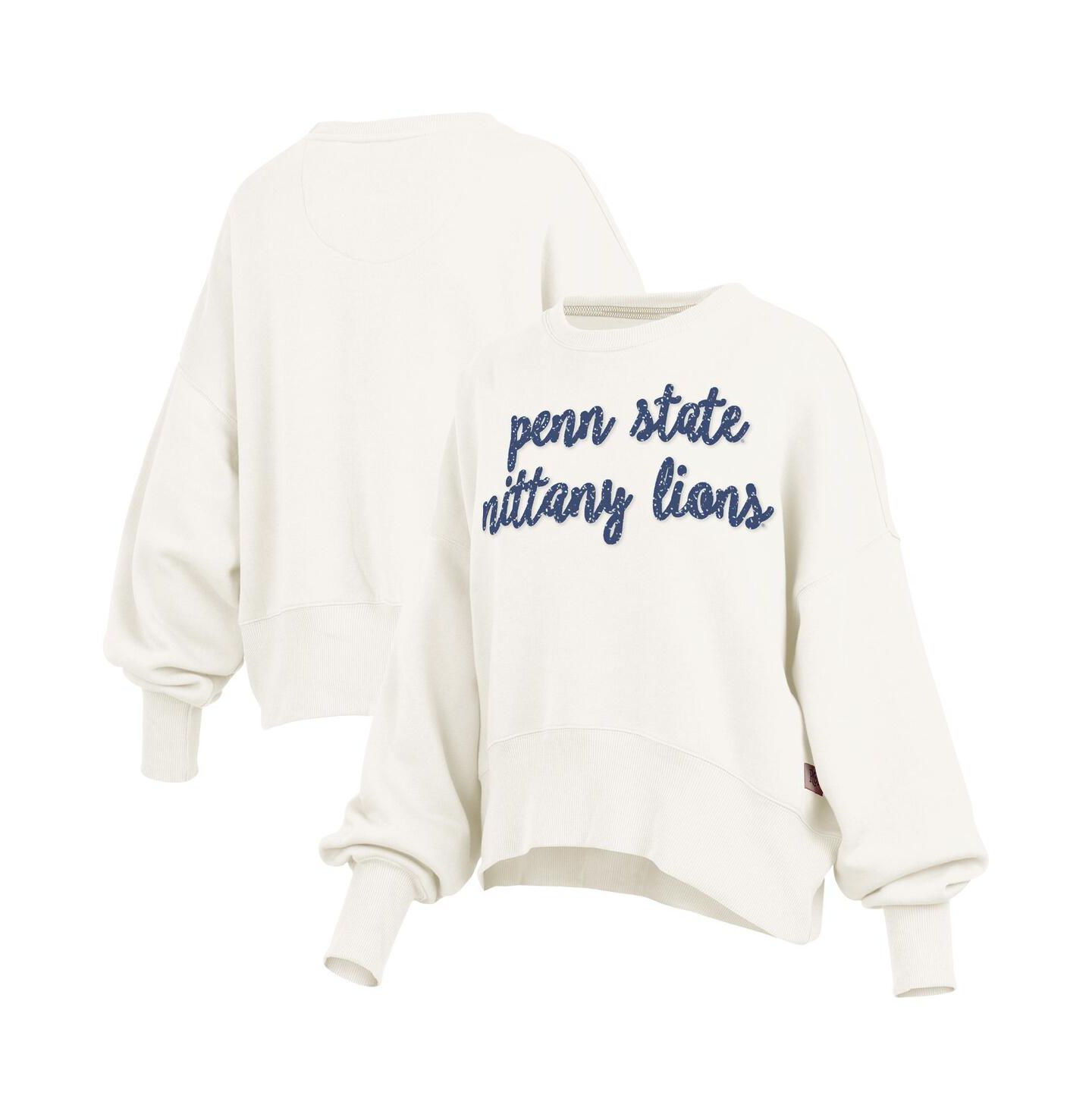 Женские толстовки Pressbox Cream Penn State Nittany Lions Oversized Chelsea Waist Length Pullover — фото 1
