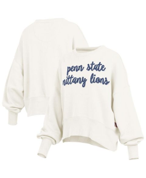 Женский свитшот Pressbox Cream Penn State Nittany Lions Oversized Chelsea Waist Length Pullover
