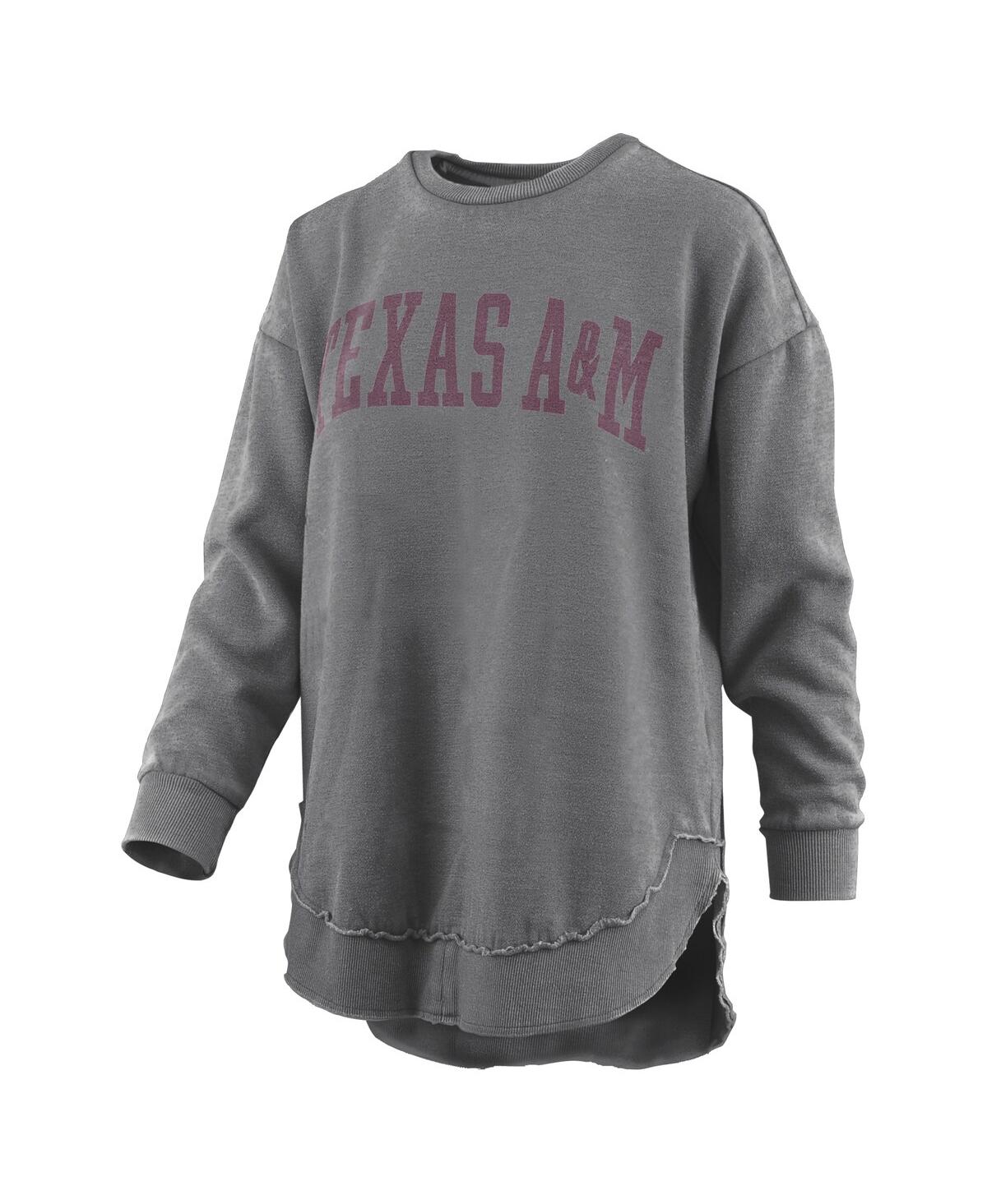 Pressbox Women's Gray Texas A M Aggies Vintage Wash Pullover Sweatshirt In Gray