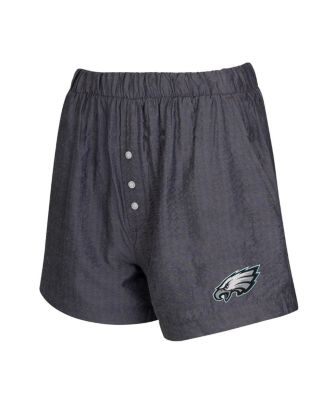 Women's 2-Pack Black Philadelphia Eagles Stripes and Solids Boxer Shorts Set