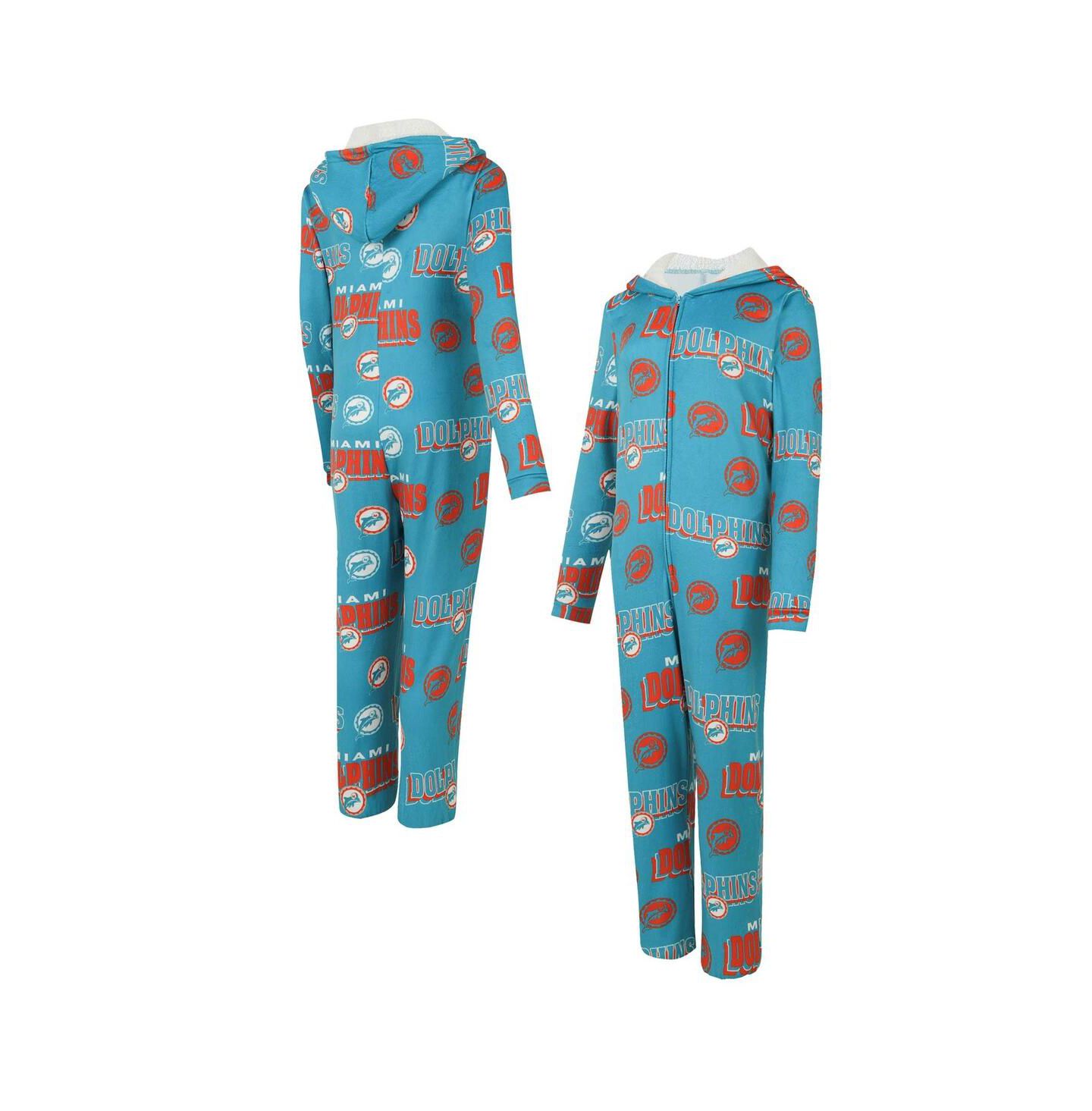 Женское платье Concepts Sport Aqua Miami Dolphins Roadway Allover Print Microfleece Full-Zip Union — фото 1