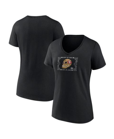 Женская футболка Fanatics Mto Label Black San Francisco 49ers Sugar Skull V-Neck