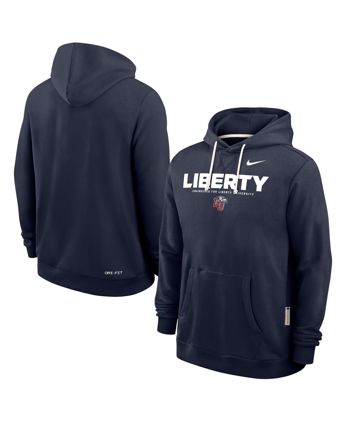 Nike Men's Navy Liberty Flames 2025 Sideline Performance Pullover Hoodie In Blue