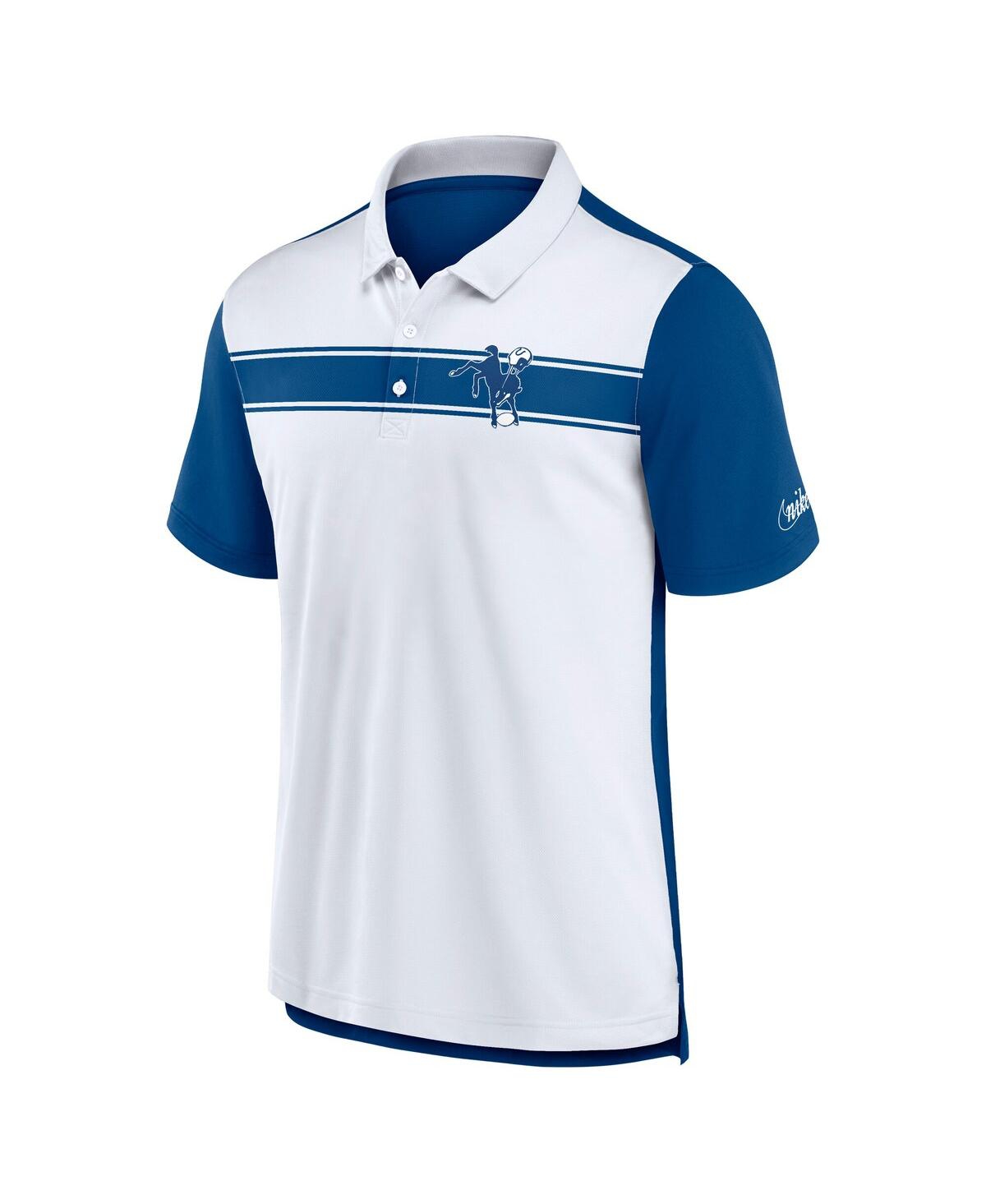 Nike Men's White/royal Indianapolis Colts Rewind Pique Polo Shirt In Blue