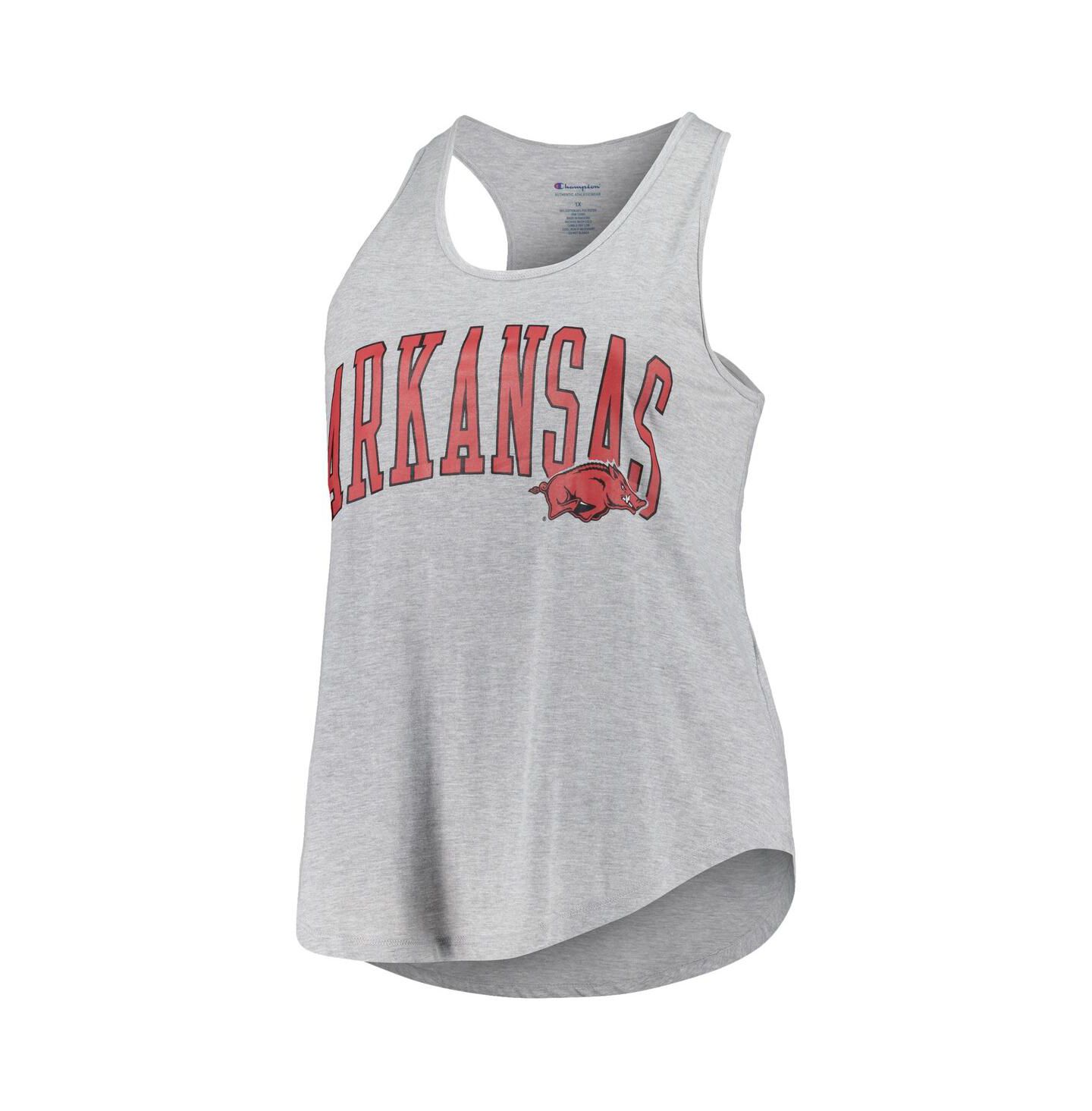 Женский топ Profile Heather Gray Arkansas Razorbacks Arch Logo Racerback Scoop Neck — фото 3