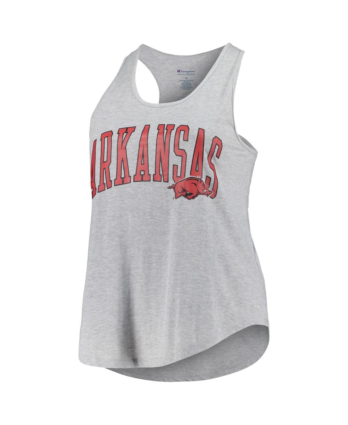 Profile Women's Heather Gray Arkansas Razorbacks Arch Logo Racerback Scoop Neck Tank Top In Gray