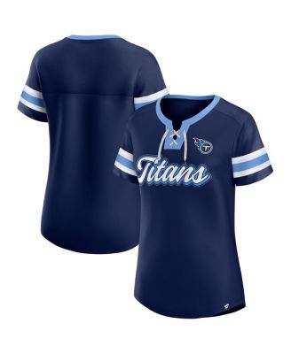 Fanatics - Women's&nbsp;Navy Tennessee Titans True Catch Iconic Rhinestone Bling Athena Lace-Up T-Shirt