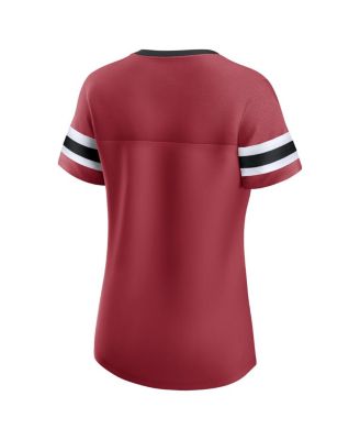 Women's Cardinal Arizona Cardinals Iconic Bling Athena Lace-Up V-Neck T-Shirt