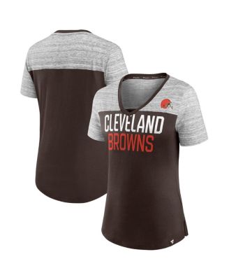 Fanatics - Women's Brown/Heathered Gray Cleveland Browns Close Quarters V-Neck T-Shirt