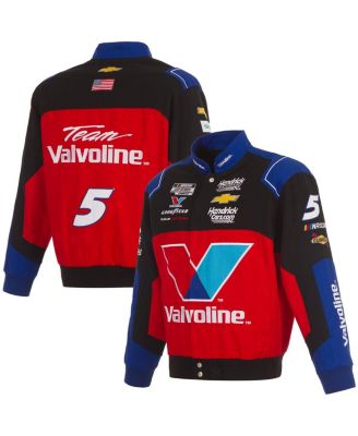 JH Design - Men's Black/Red Kyle Larson Valvoline Full-Snap Twill Uniform Jacket