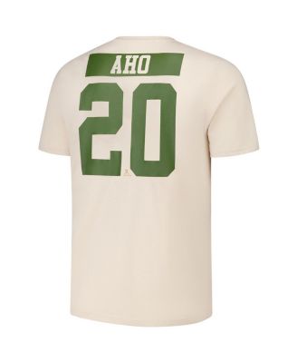 Men's Sebastian Aho Khaki Carolina Hurricanes 2024 NHL Military Appreciation Richmond Delta Player Name Number T-Shirt