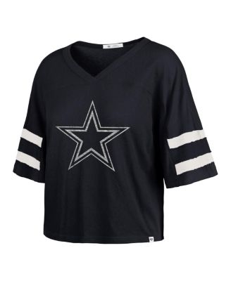 Women's Navy Dallas Cowboys Premier Scout Cropped V-Neck T-Shirt
