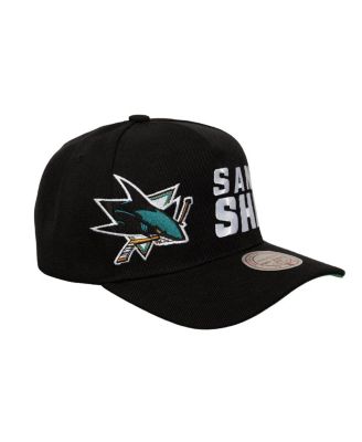 Men's Black San Jose Sharks Busted Logo Wordmark Wrap-Around Pro Pinch Adjustable Hat