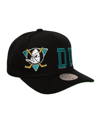 Men's Black Anaheim Ducks Busted Logo Wordmark Wrap-Around Pro Pinch Adjustable Hat