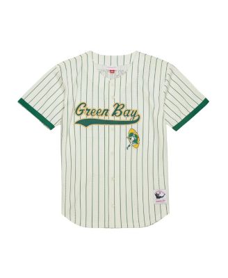 Men's Reggie White Cream Green Bay Packers Name Number Mesh Button-Up Baseball Jersey