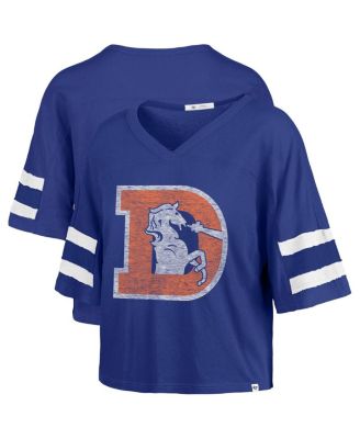 '47 Brand - Women's Royal Denver Broncos Premier Scout Cropped V-Neck T-Shirt