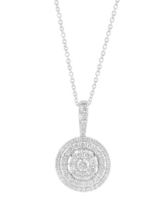 EFFY&reg; Diamond Concentric Circle 18" Pendant Necklace (3/4 ct. t.w.) in 14k White Gold