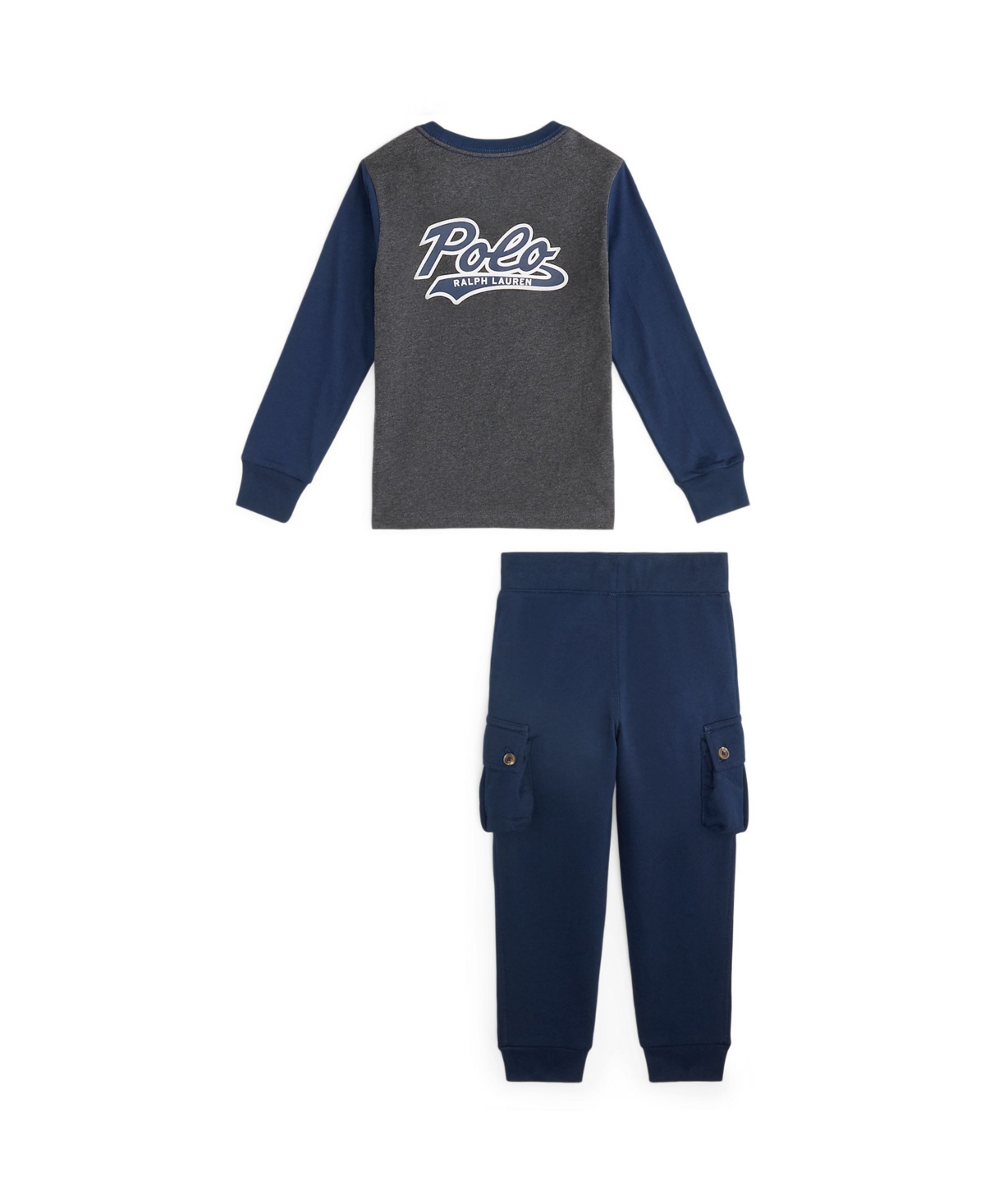 Polo Ralph Lauren Toddler And Little 2-piece Boys Logo Jersey T-shirt Fleece Jogger Pants Set In Blue