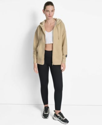 Women's Woven Patch Oversized Full Zip Jacket Hoodie