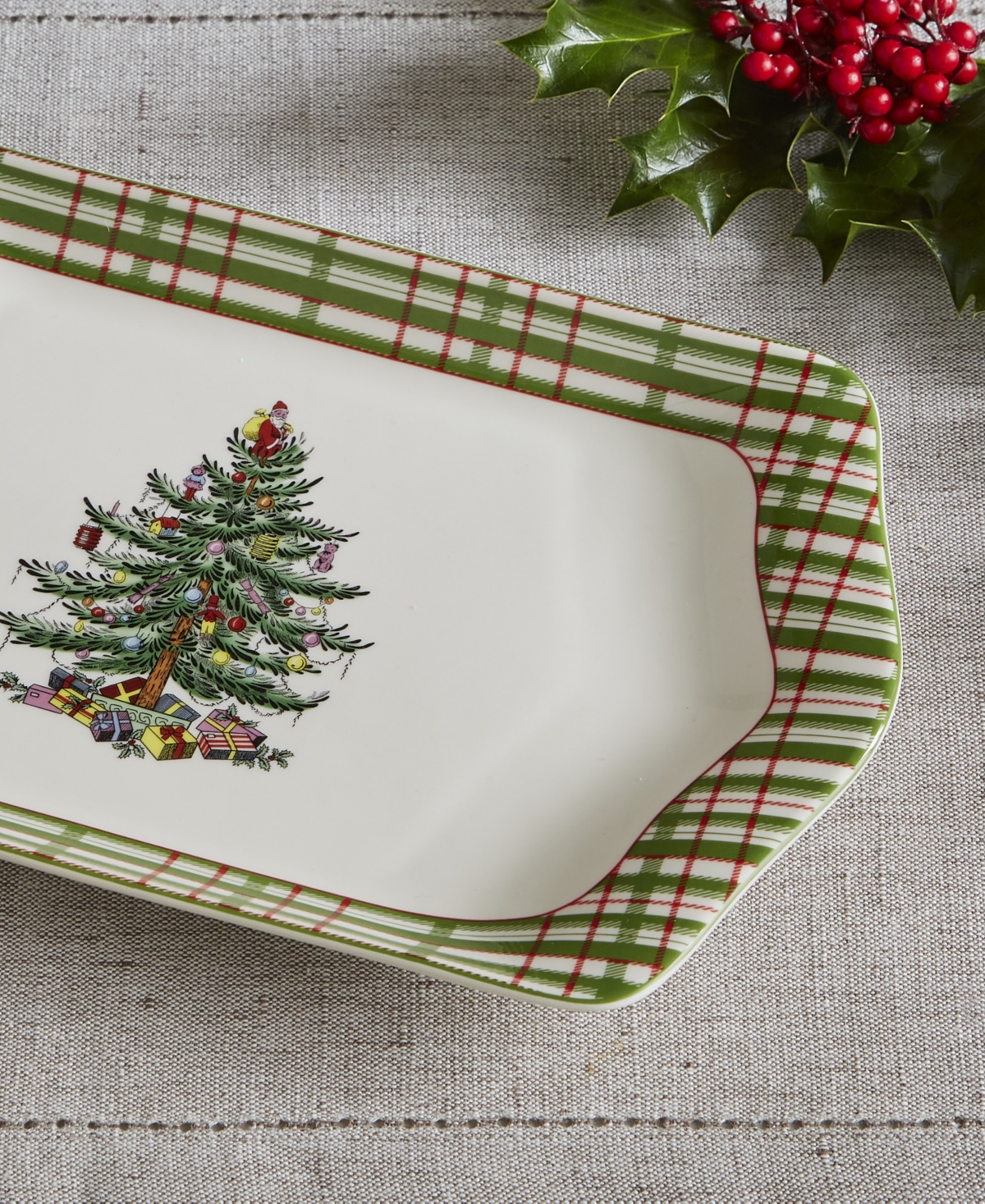 Spode Christmas Tree 2025 Annual Dessert Tray In Green