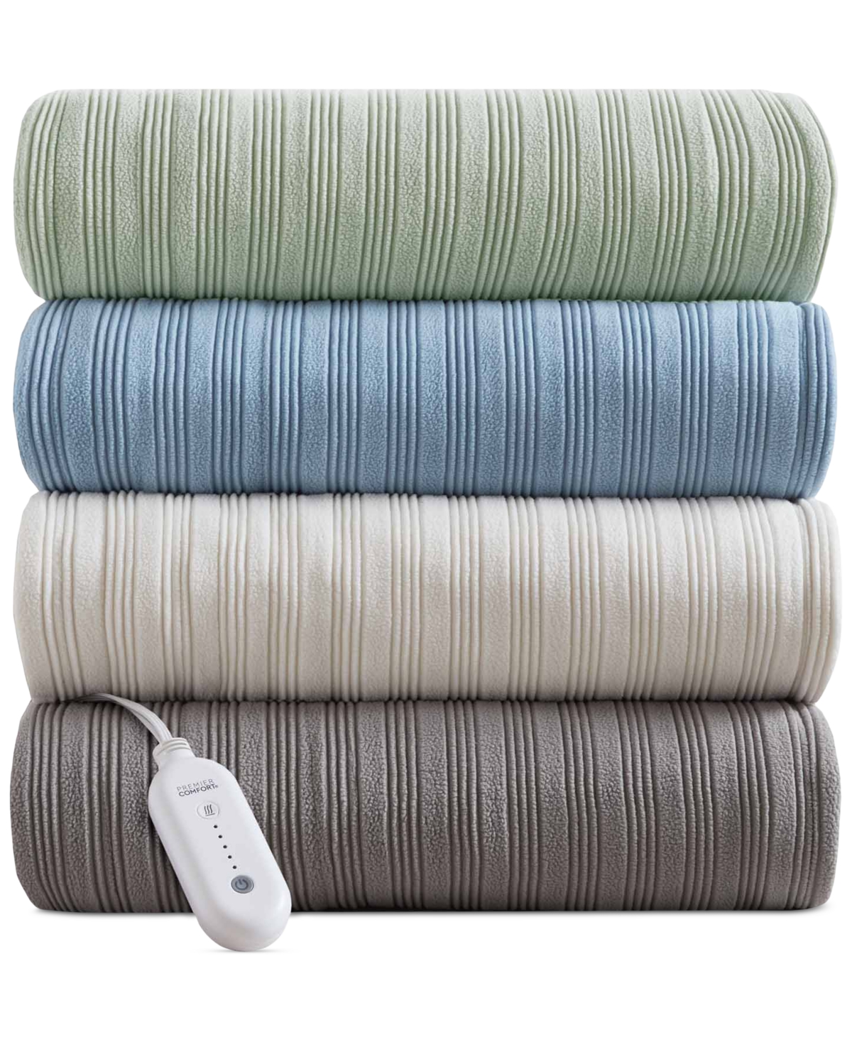 Premier Comfort Heated Textured Fleece Blanket, Twin In White